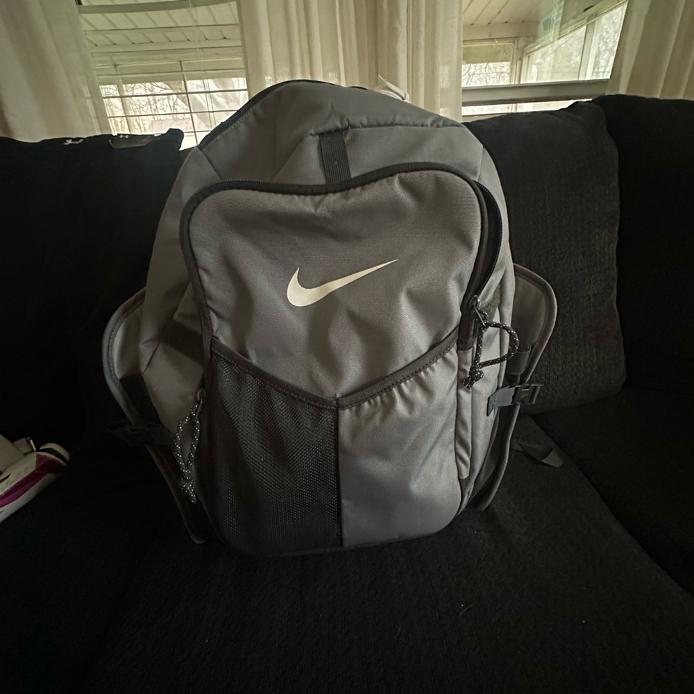 Nike Gray and Black Men’s Backpack with Swoosh Logo
